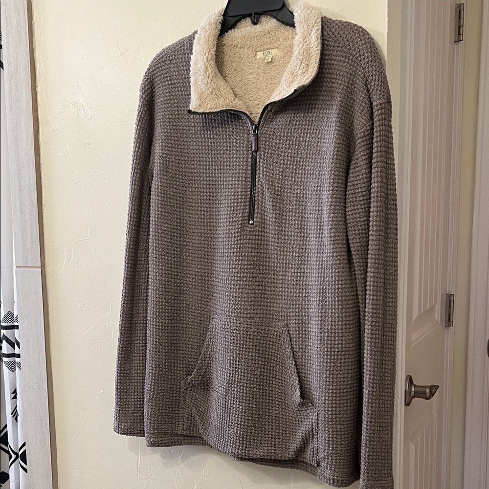 Kori Women's Beige Zip-Up Sweater